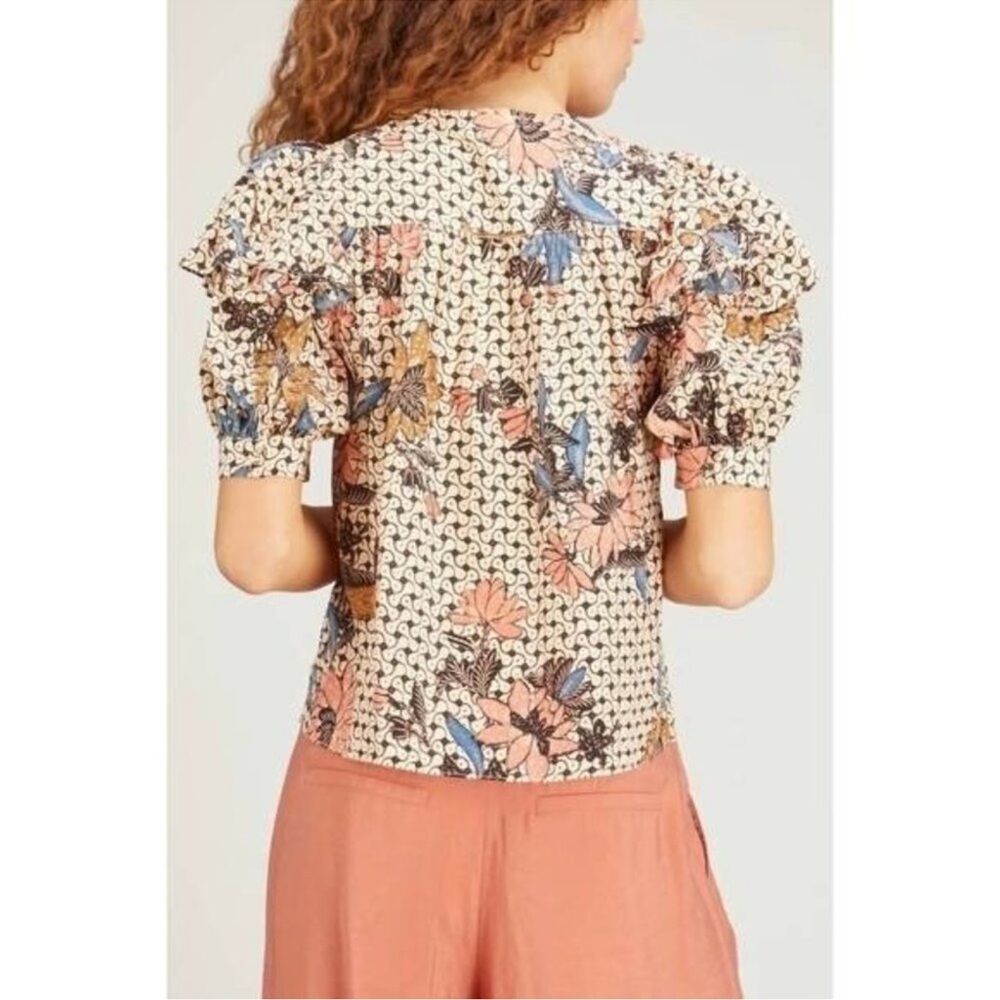 Ulla Johnson • Nova Ruffle-Sleeve Silk Top in Jasmine Print - Picture 16 of 16